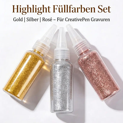 Highlight Füllfarben Set – für eingravierte Linien auf Glas & Metall